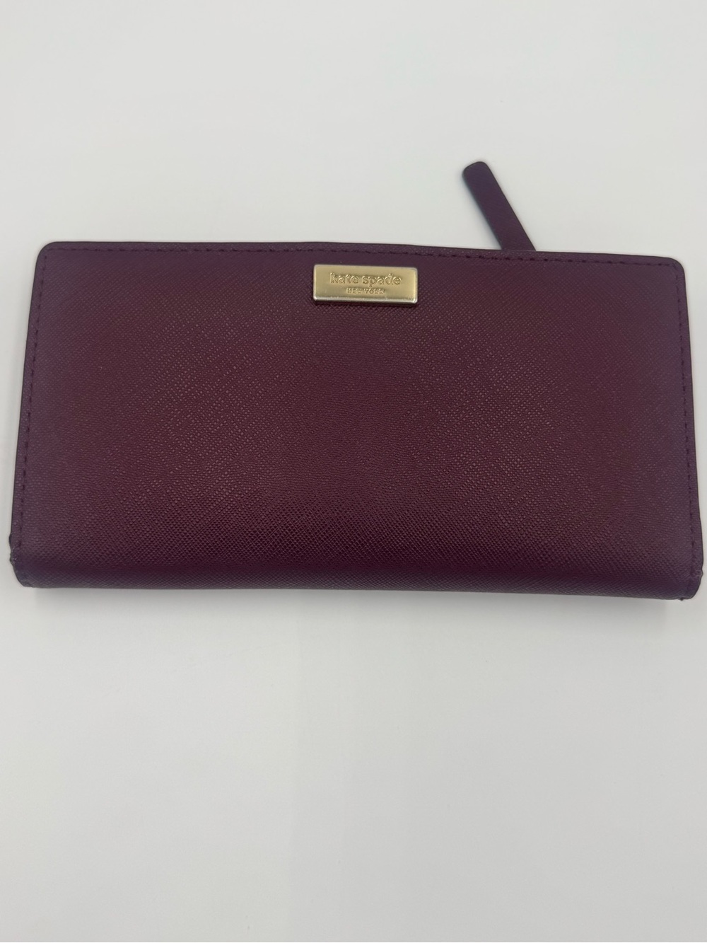 kate spade Dark Merlot Saffiano Continental Wallet with Gold Accent